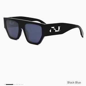 Fendi O'lock 54mm FE40108U Geometric FF Logo Mask Unisex Sunglasses Black Blue